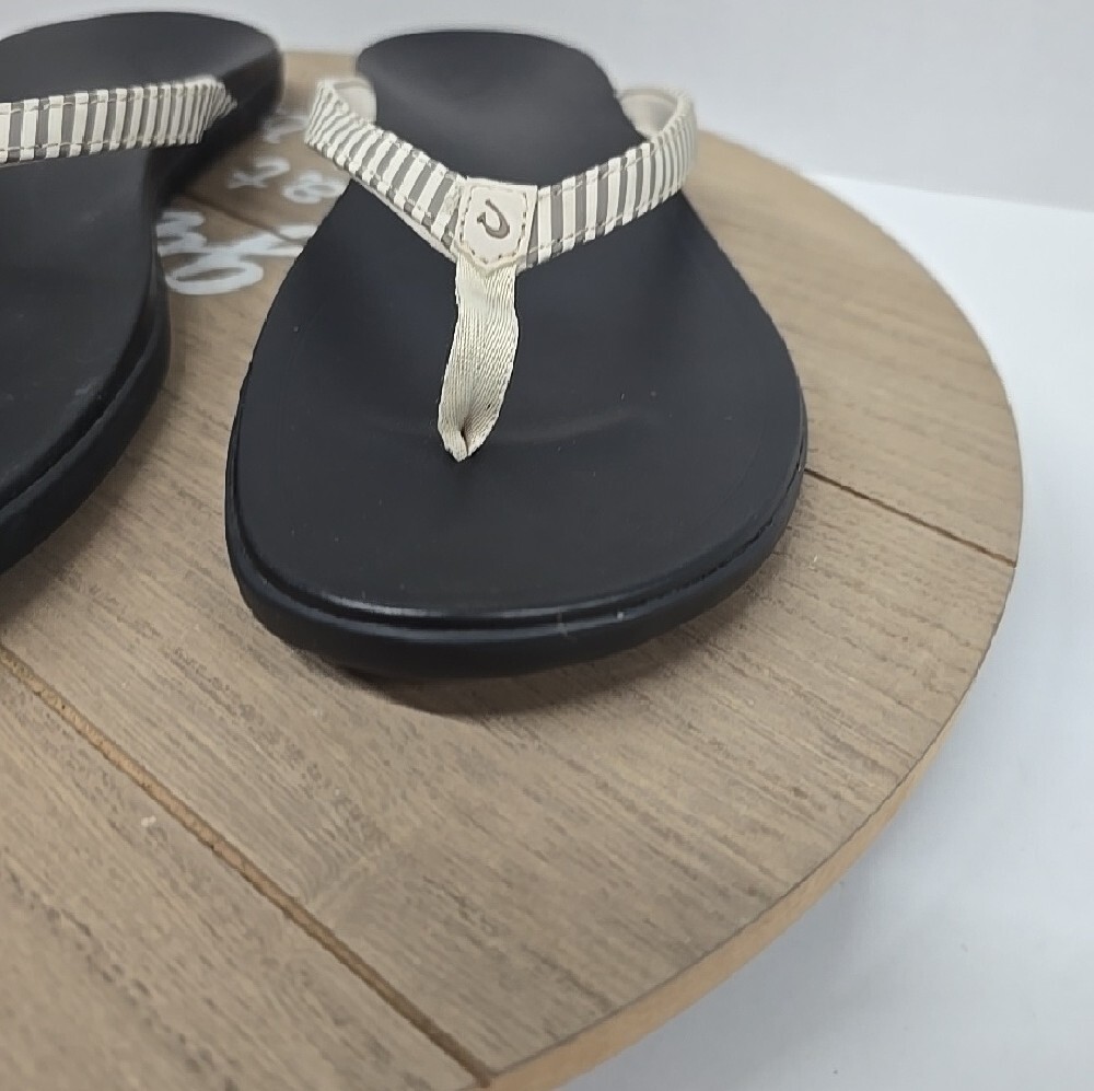 Olukai Ho’Opio Women’s Flip Flops  Bone Stripe Wimens Size 11 - Picture 12 of 15